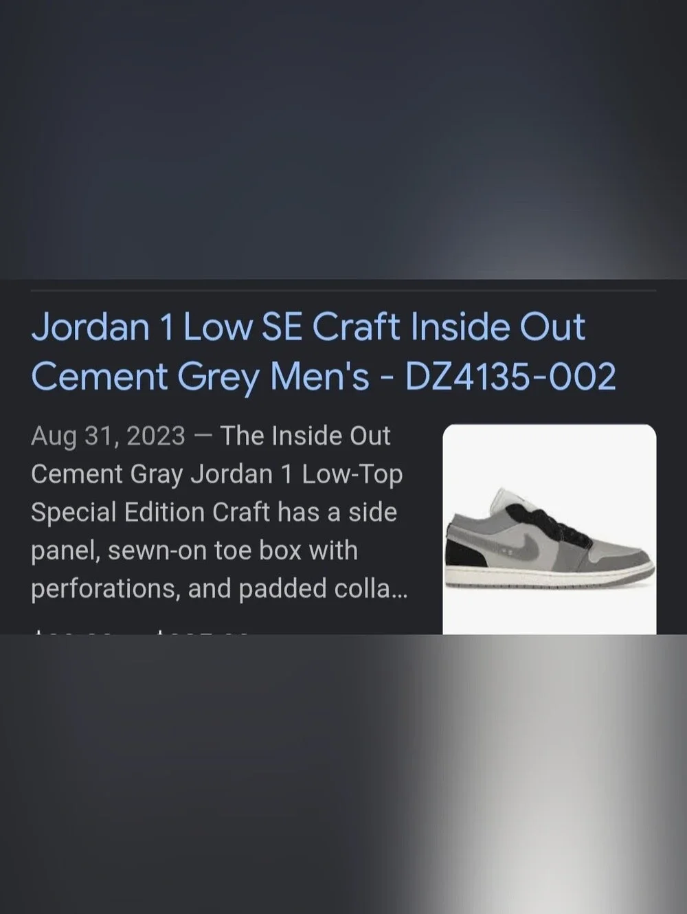 Nike (Sz 10.5) Men's Jordan One Low DZ4135-002 Sneakers in Gray, Black and White
